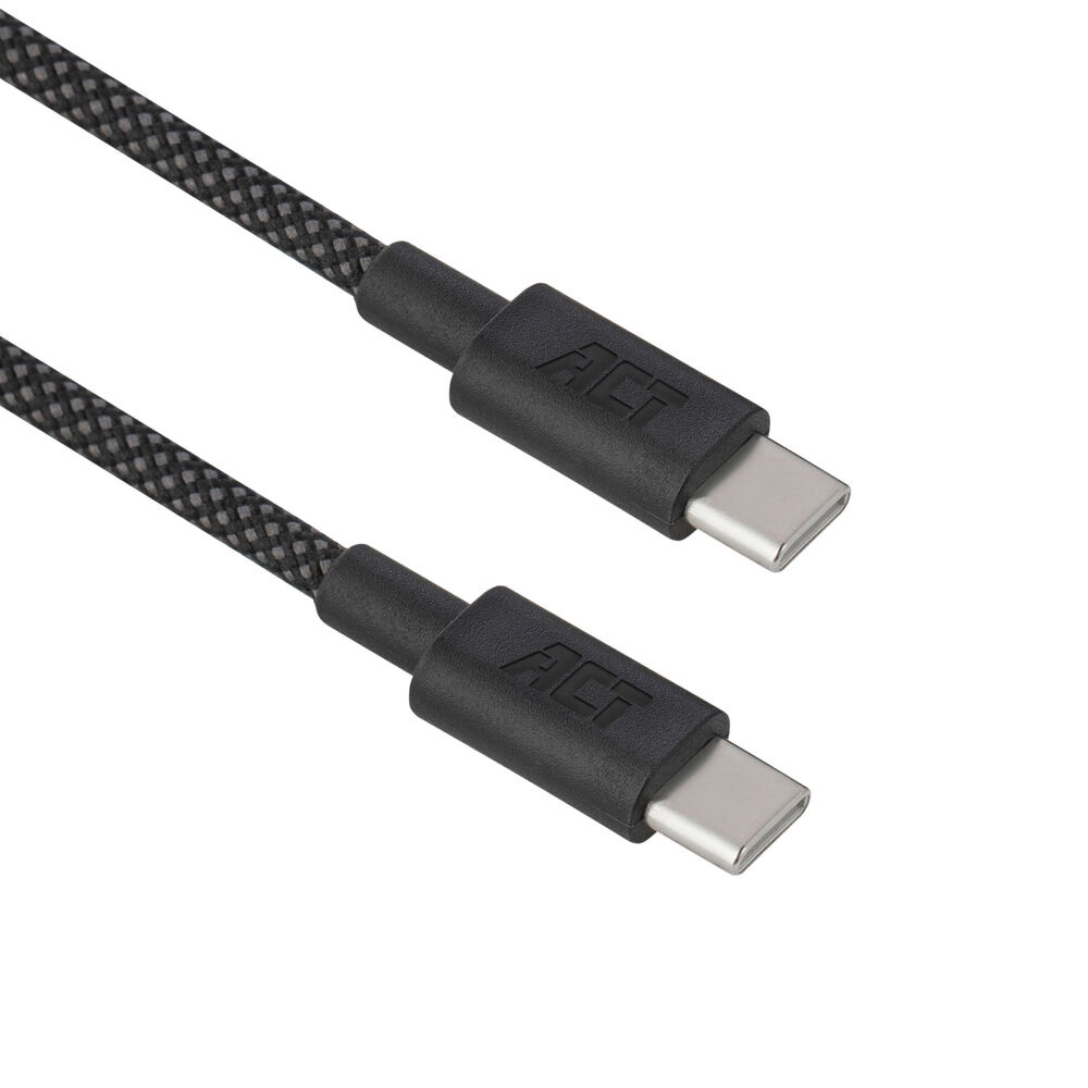 ACT USB 2.0 60W laad- en datakabel USB-C naar USB-C, zwart, 1 meter